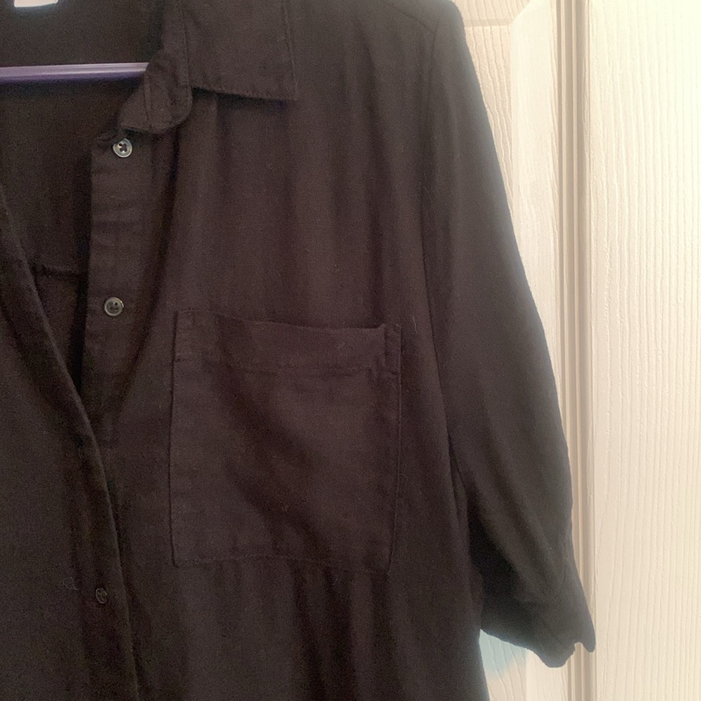 Old Navy black button down dress with pockets - Picture 3 of 5